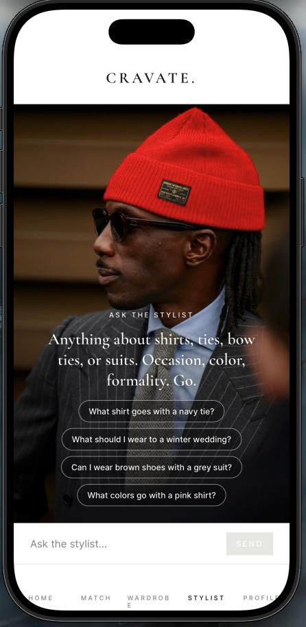 CRAVATE home screen